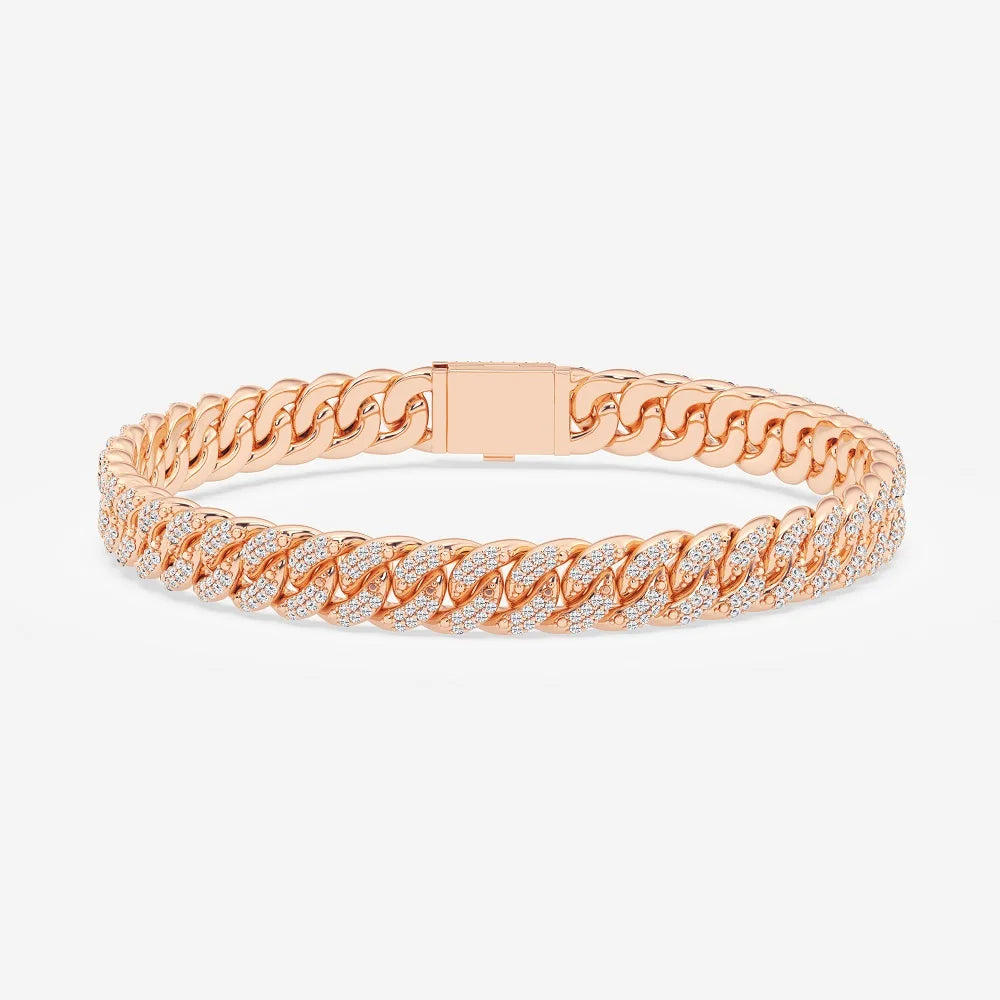 10K Gold Cuban Link Bracelet Adorned with Lab Grown Diamonds