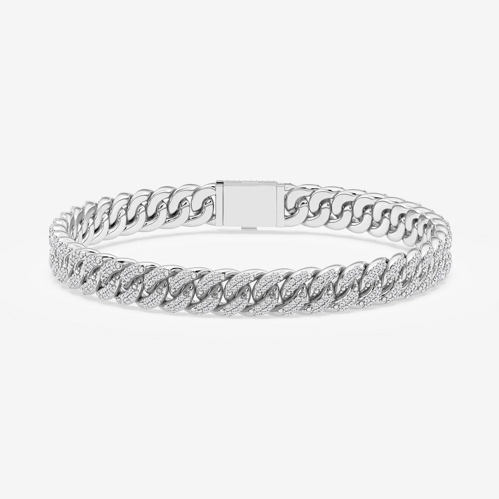 10K Gold Cuban Link Bracelet Adorned with Lab Grown Diamonds