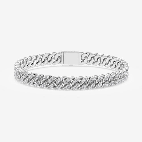 10K Gold Cuban Link Bracelet Adorned with Lab Grown Diamonds