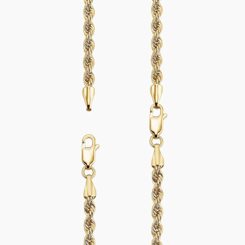 Bailey 24 In. Lightweight Rope Chain Necklace (3.3mm) in 14K Yellow Gold