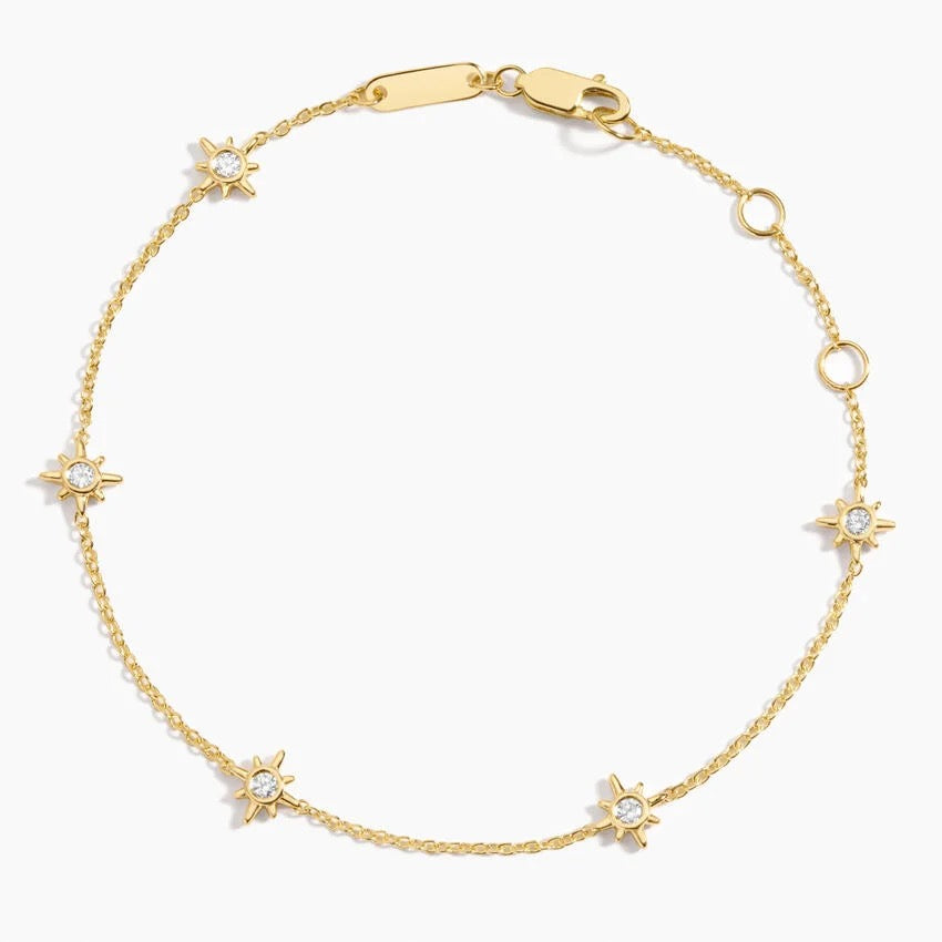 Sol Starburst Diamond Station Bracelet (1/8 ct. tw.) in 14K Yellow Gold