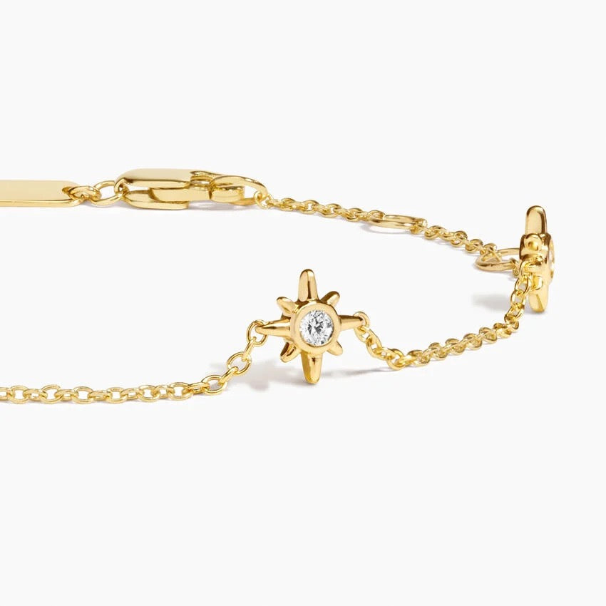 Sol Starburst Diamond Station Bracelet (1/8 ct. tw.) in 14K Yellow Gold