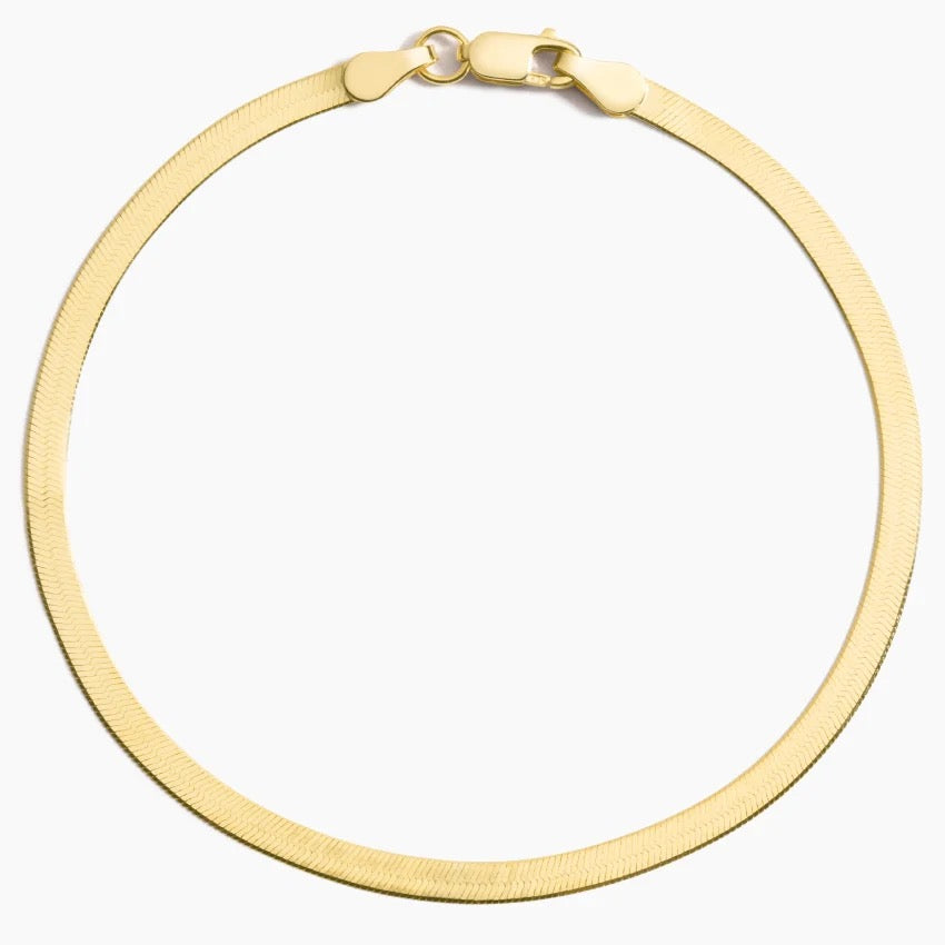 Dezi 7 In. Herringbone Bracelet (2.8mm) in 14K Yellow Gold