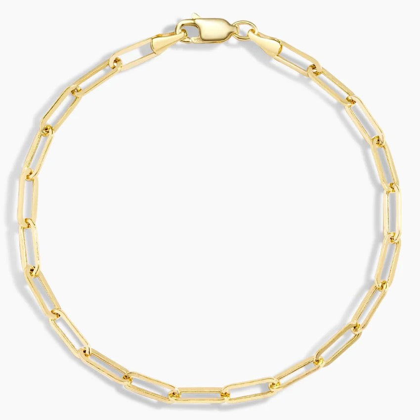 Devon 7 In. Lightweight Paperclip Chain Bracelet (Large) in 14K Yellow Gold