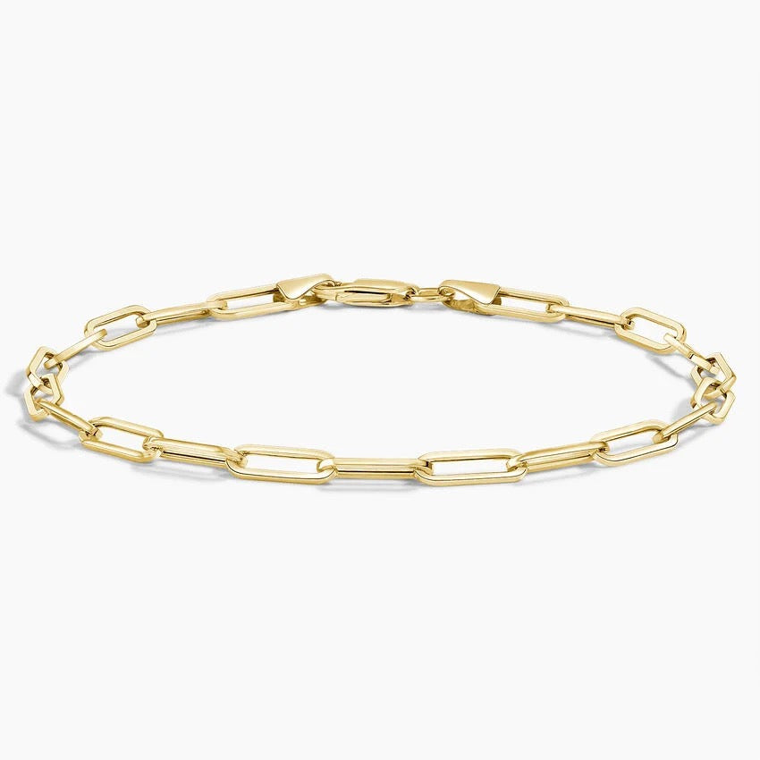 Devon 7 In. Lightweight Paperclip Chain Bracelet (Large) in 14K Yellow Gold