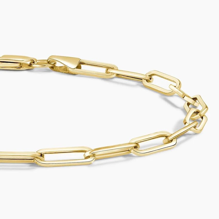 Devon 7 In. Lightweight Paperclip Chain Bracelet (Large) in 14K Yellow Gold