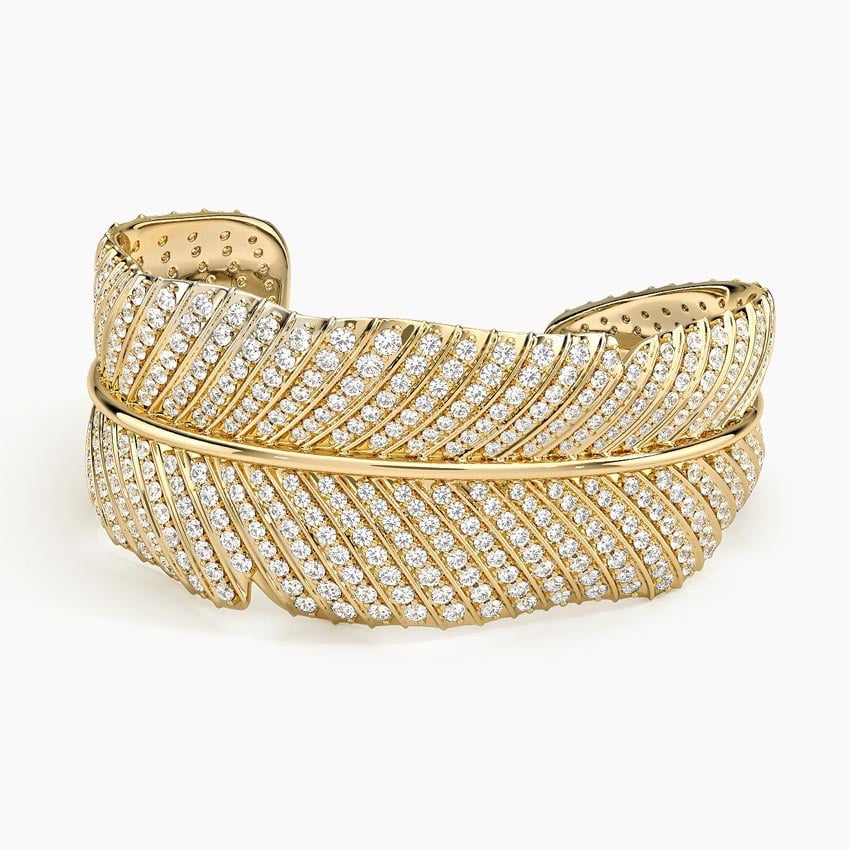 Jane Goodall Pavé Leaf Lab Diamond Cuff Bracelet (12 1/2 ct. tw.) in 18K Yellow Gold