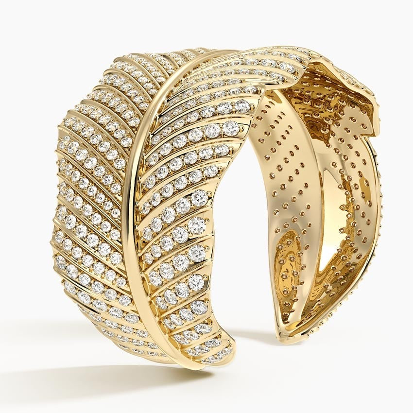 Jane Goodall Pavé Leaf Lab Diamond Cuff Bracelet (12 1/2 ct. tw.) in 18K Yellow Gold