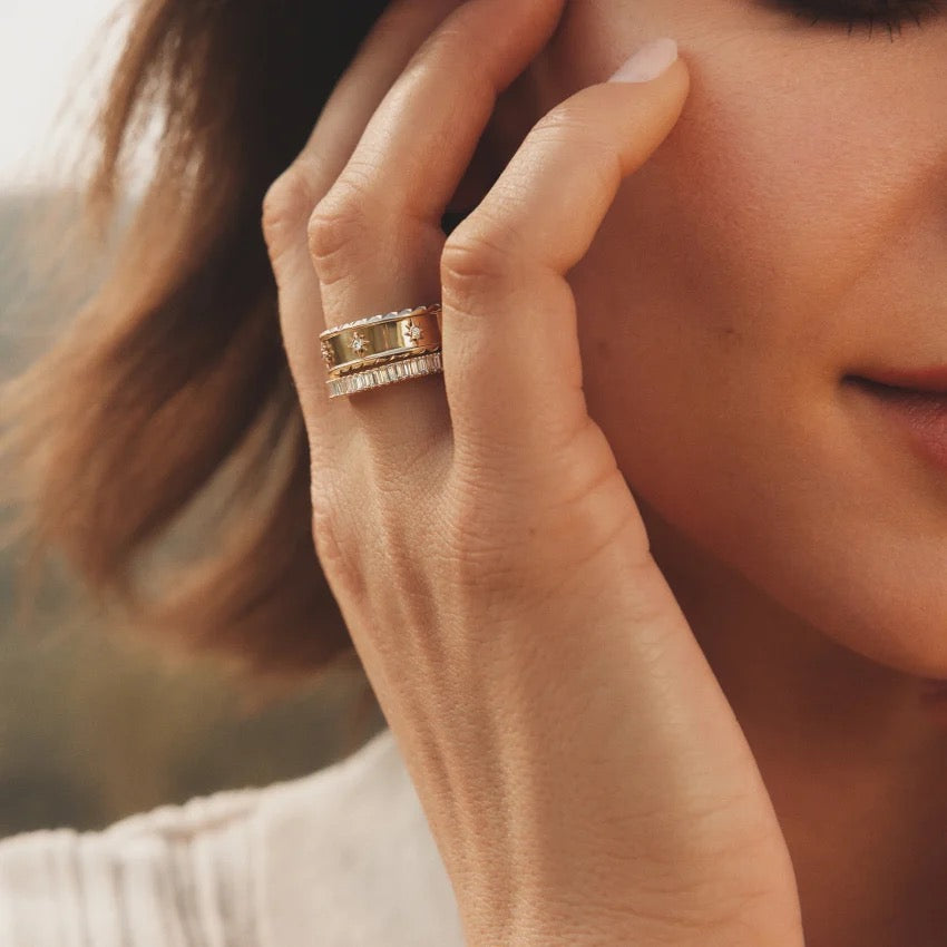 Sol Starburst Diamond Ring in 14K Yellow Gold