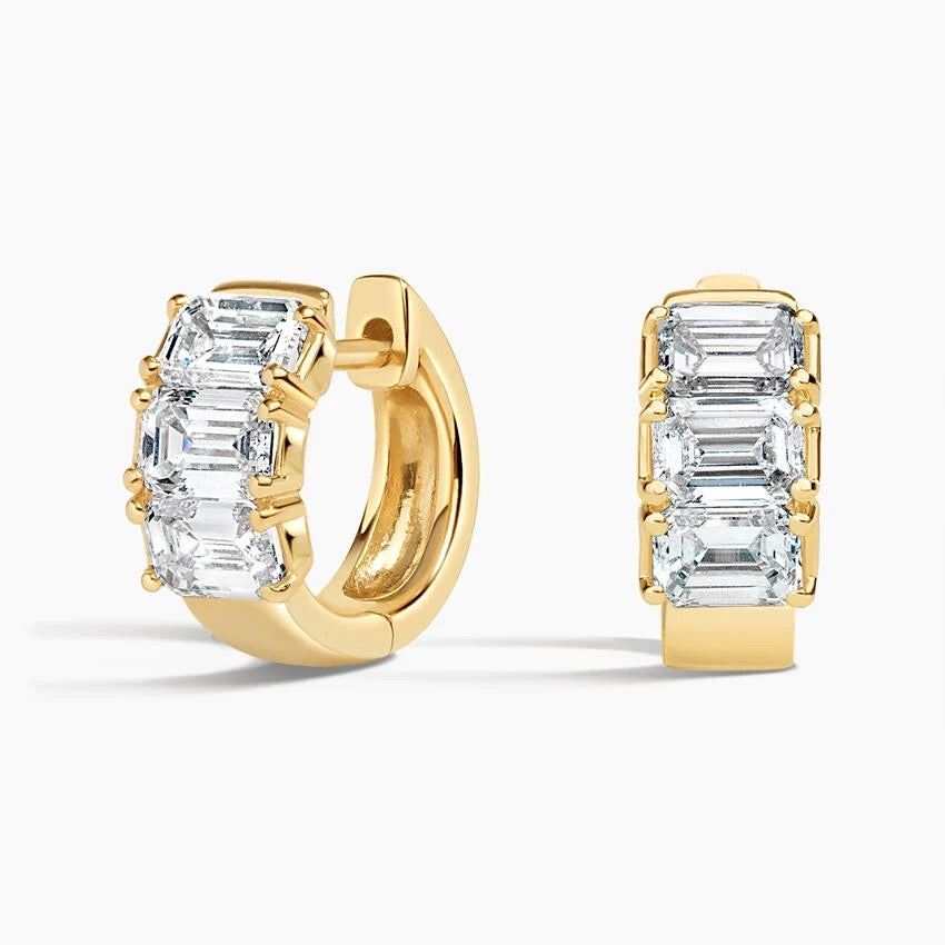 Zelda Emerald-Cut Lab Diamond Huggie Hoop Earrings (2 ct. tw.) in 14K Yellow Gold