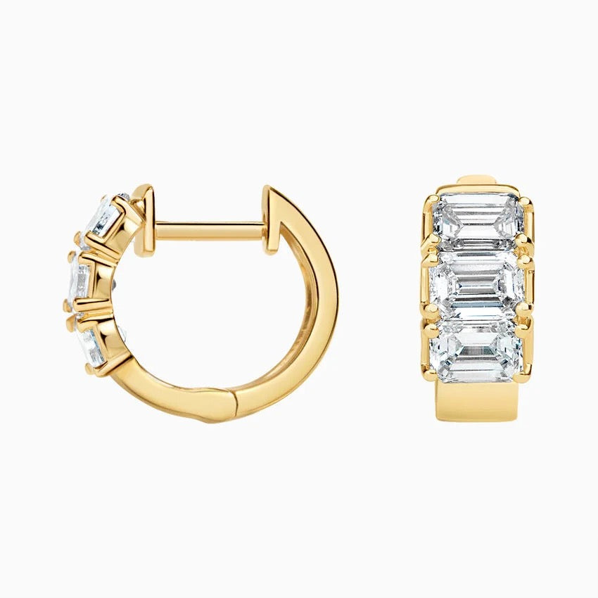 Zelda Emerald-Cut Lab Diamond Huggie Hoop Earrings (2 ct. tw.) in 14K Yellow Gold