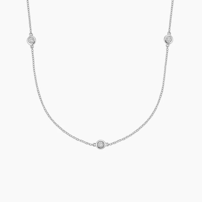 Bezel Strand 18 In. Diamond Necklace (1/4 ct. tw) in 18K White Gold