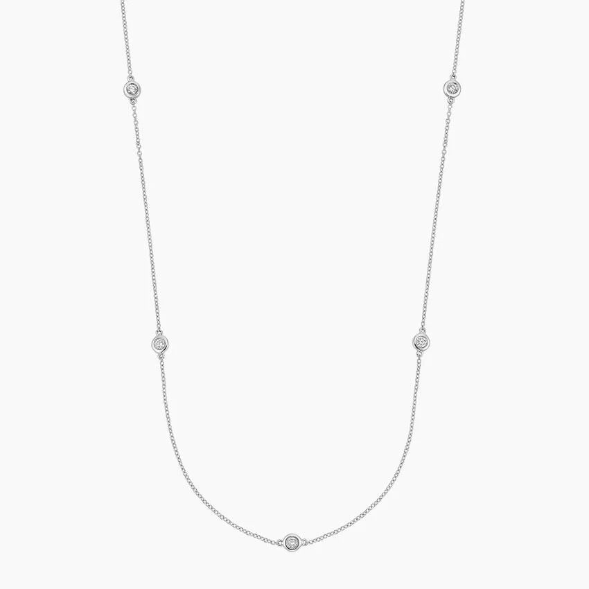Bezel Strand 18 In. Diamond Necklace (1/4 ct. tw) in 18K White Gold