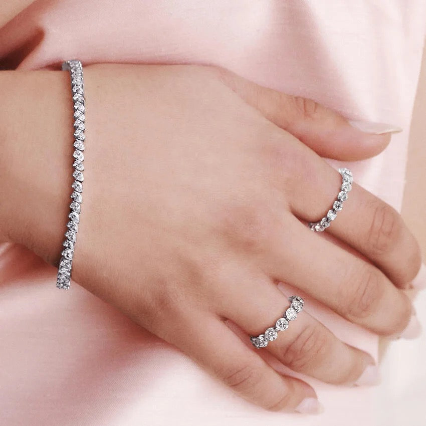 Angled Pear Lab Diamond Tennis Bracelet (6 ct. tw.) in 18K White Gold