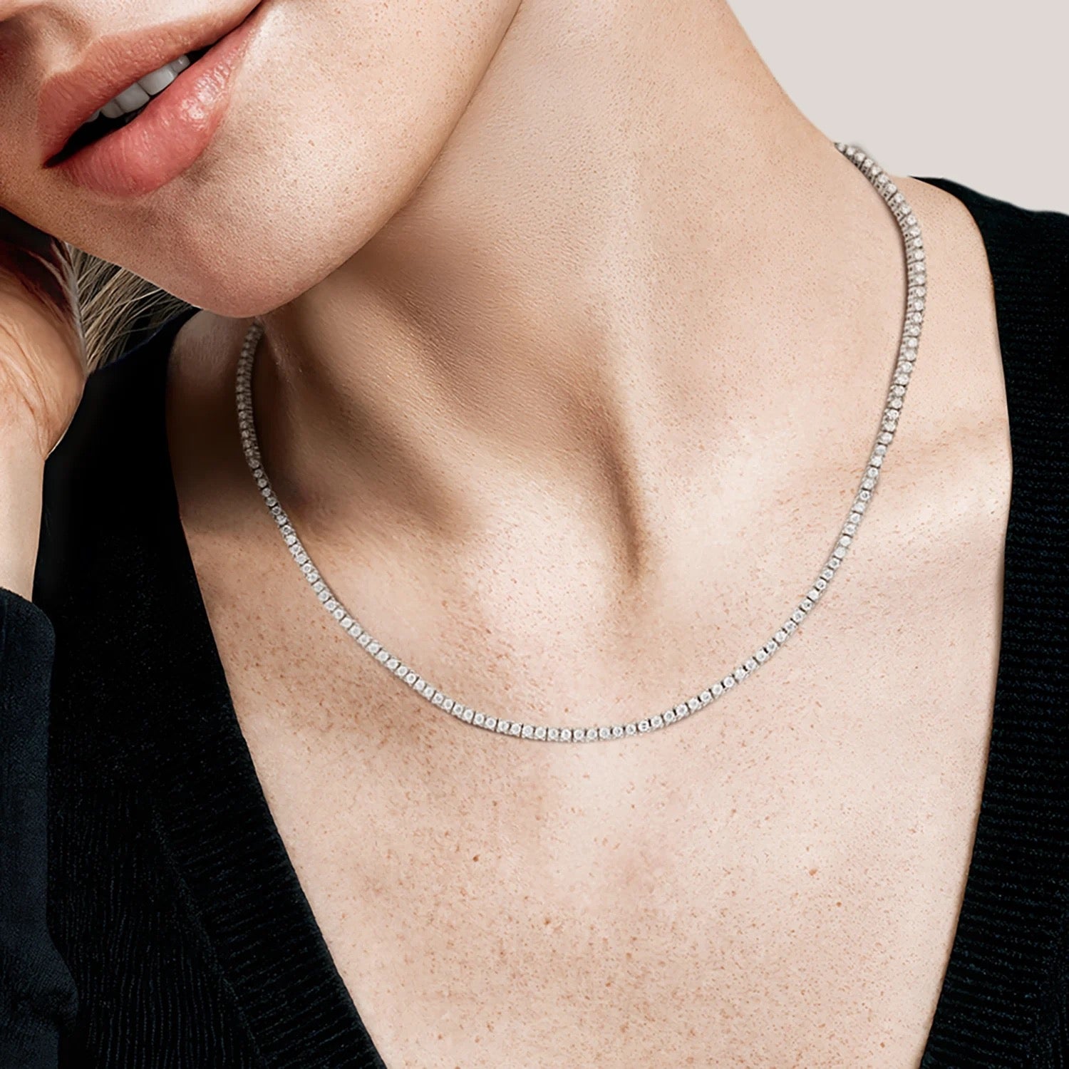 Petite Eclipse® Perfect Four-Prong Moissanite Tennis Necklace (3 ct. tw.) (2mm)