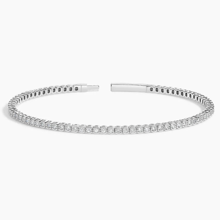 Semi-Bezel Moissanite Flexible Tennis Bangle Bracelet (10.8 ct. tw.)