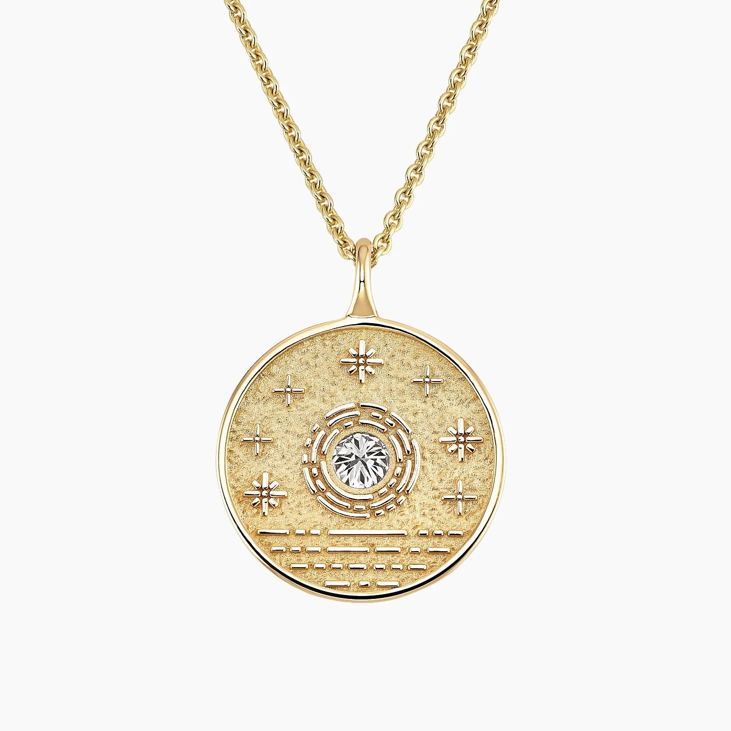 Sun Lab Diamond Medallion Necklace (1/4 ct. tw.) in 14K Yellow Gold