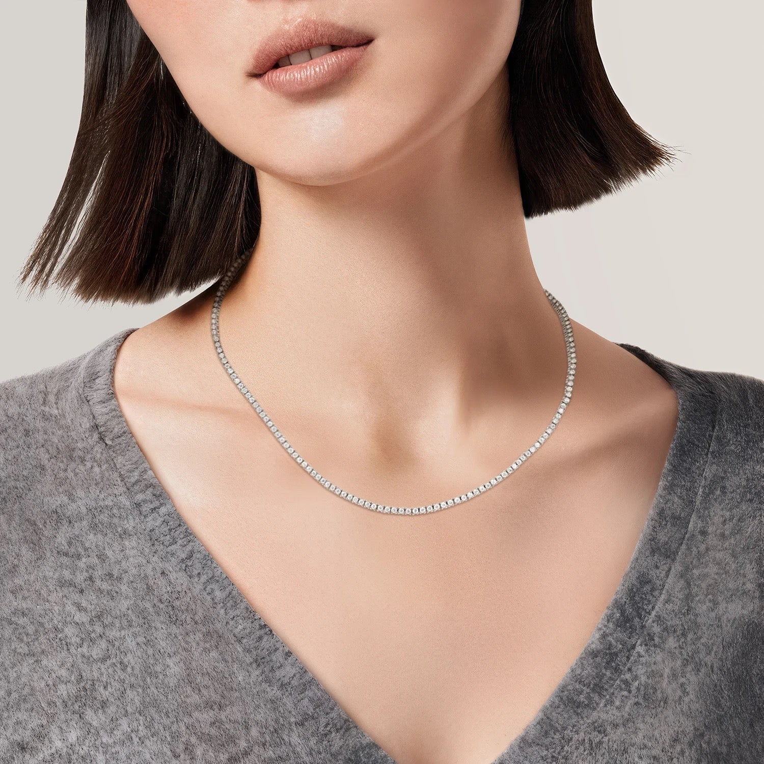 Petite Eclipse® Perfect Four-Prong Moissanite Tennis Necklace (3 ct. tw.) (2mm)