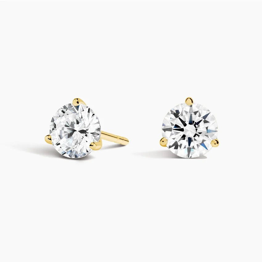 Pear Lab Emerald and Round Lab Diamond Toi Et Moi Earrings (1/10 ct. tw.) in 14K Yellow Gold