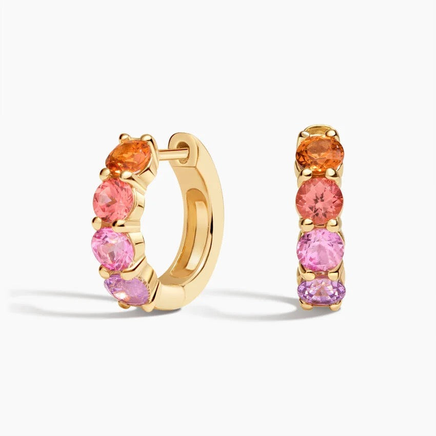 Luxe Sunset Ombre Hoop Earrings in 14K Yellow Gold