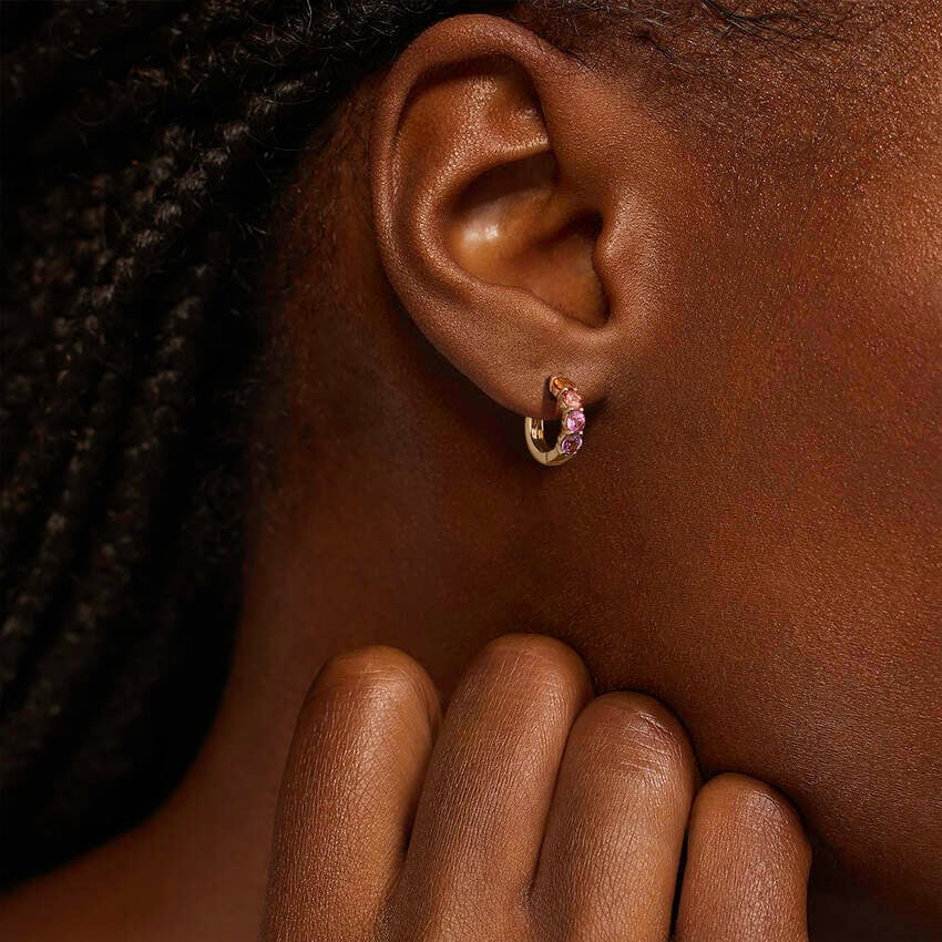 Luxe Sunset Ombre Hoop Earrings in 14K Yellow Gold