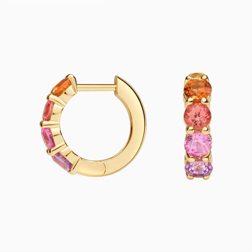 Luxe Sunset Ombre Hoop Earrings in 14K Yellow Gold