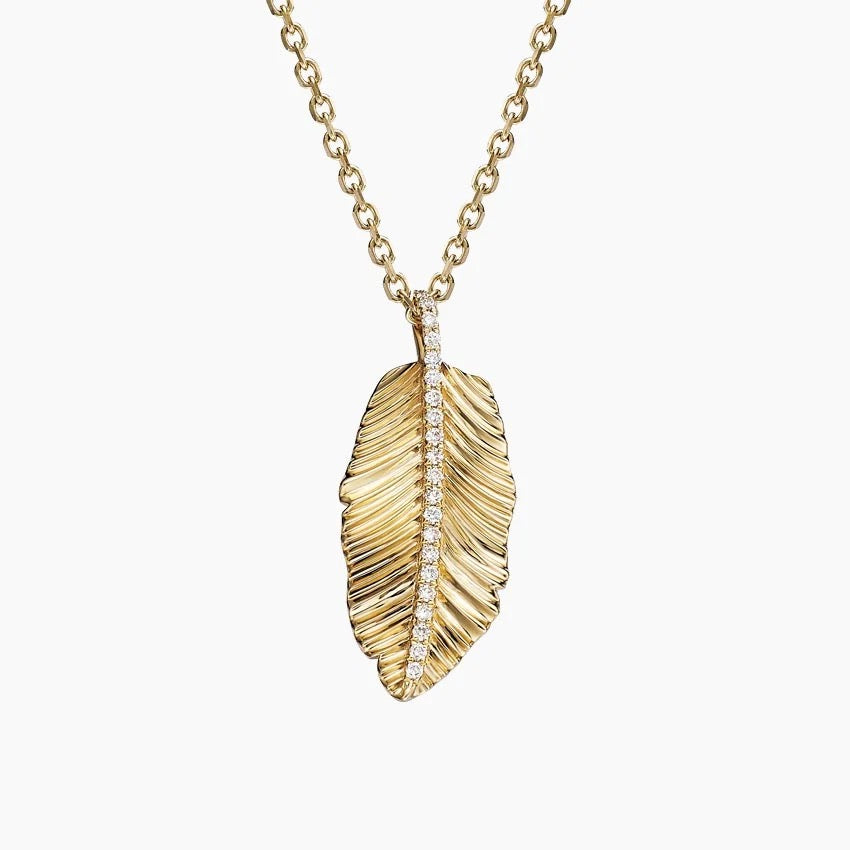 Jane Goodall Leaf Lab Diamond Pendant Necklace in 14K Yellow Gold